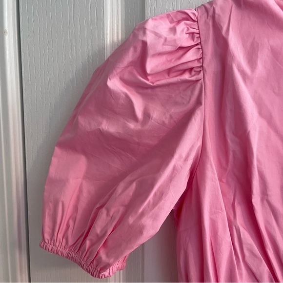 NEW English Factory Pink scalloped puff sleeve Short Sleeve Mini Dress Medium - Picture 6 of 16